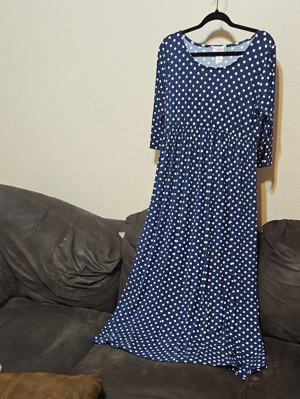 FunFash Navy and White Polka Dot Maxi Dress
